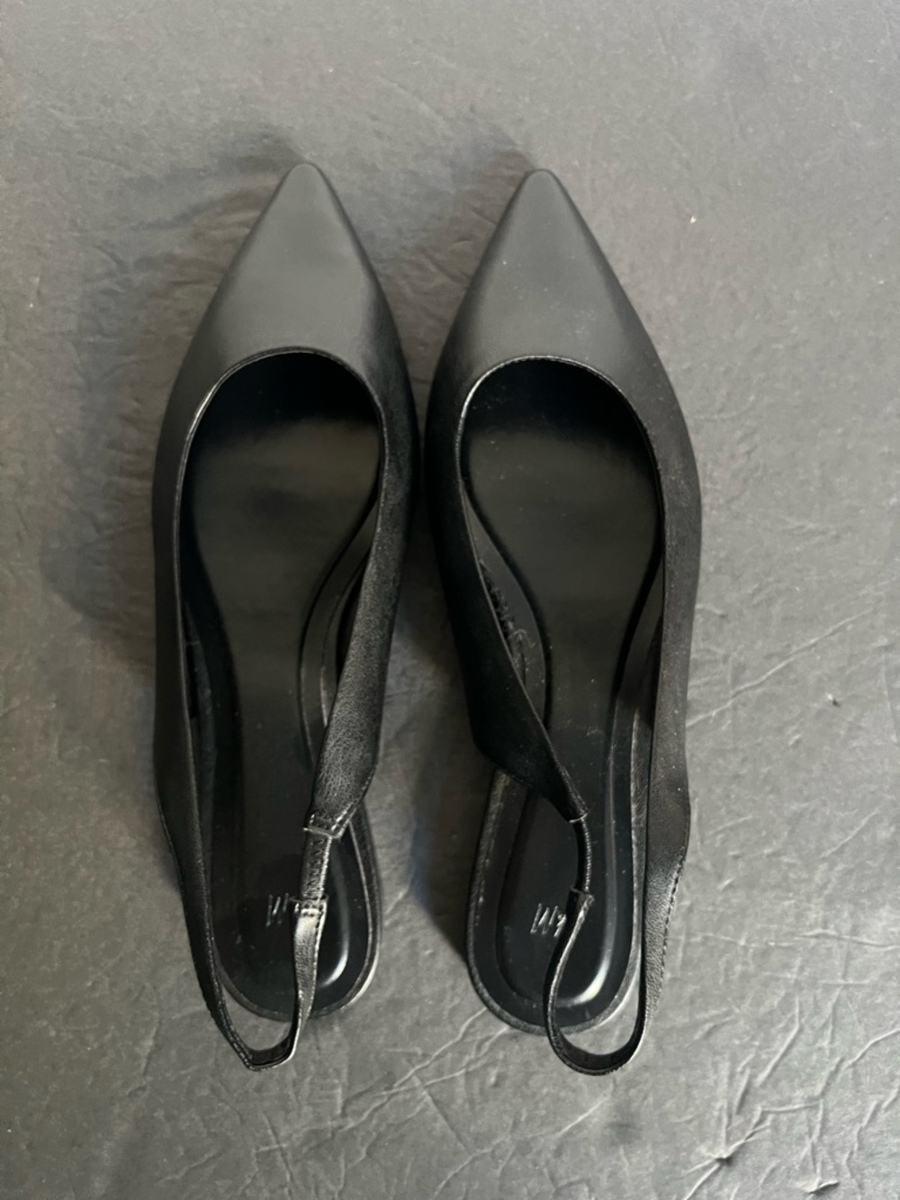 NWOT H&M Black Pointed Toe Slingback Flats, 7
